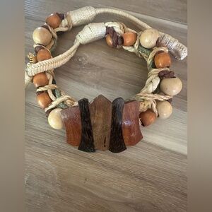 Vintage Wood Statement Safari Belt S